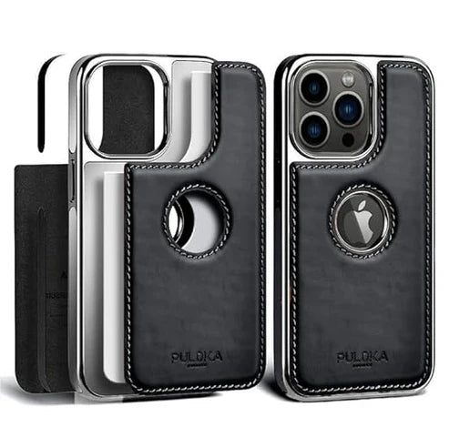 Leather Back Case - Compatible with iPhone Series - Luxury Bumper Case - Flexible Vegan Leather
